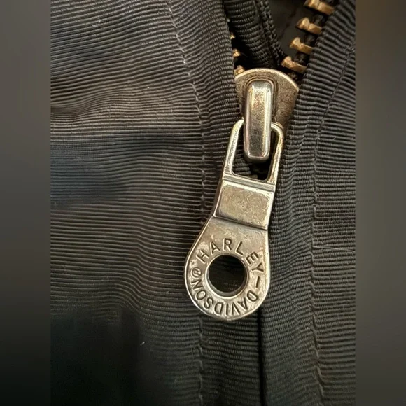 Harley-Davidson Black and Orange XL Embroidered Patch Men's Bomber Jacket - Picture 8 of 15